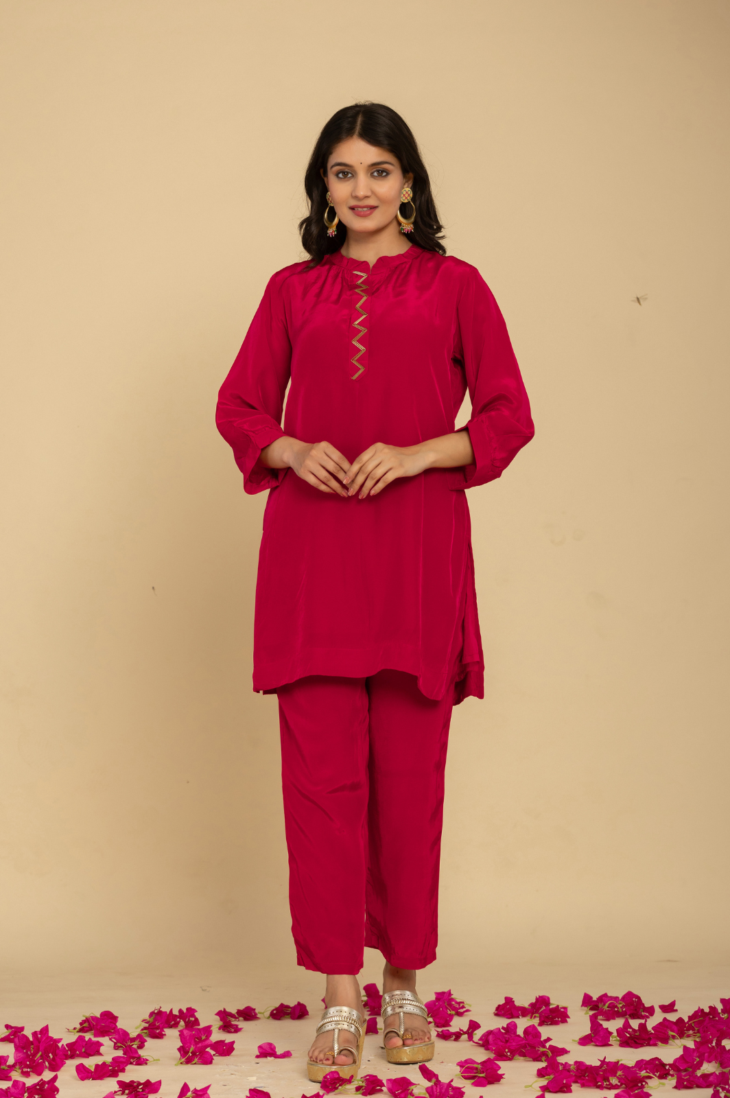 Solid pink crepe co-ord set