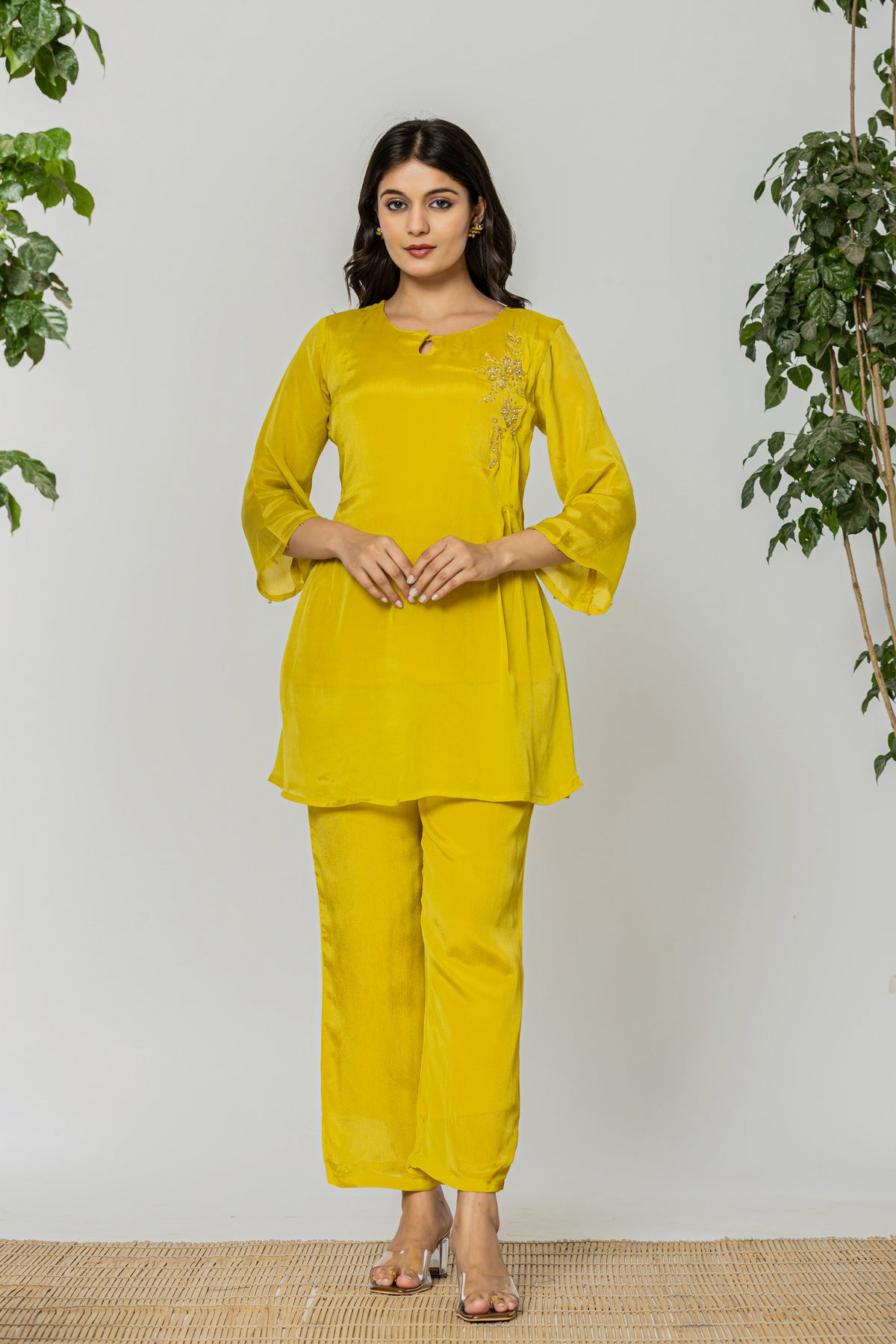 Solid yellow chinon co-ord set