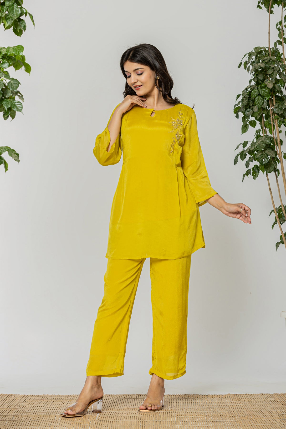 Solid yellow chinon co-ord set