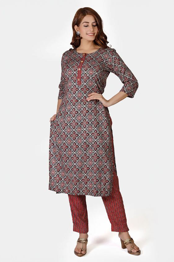 Ajrakh Printed Kurta Set
