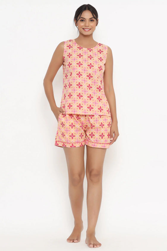 Block Print Shorts Set