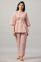 Block Print Wrap-Around Loungewear Set