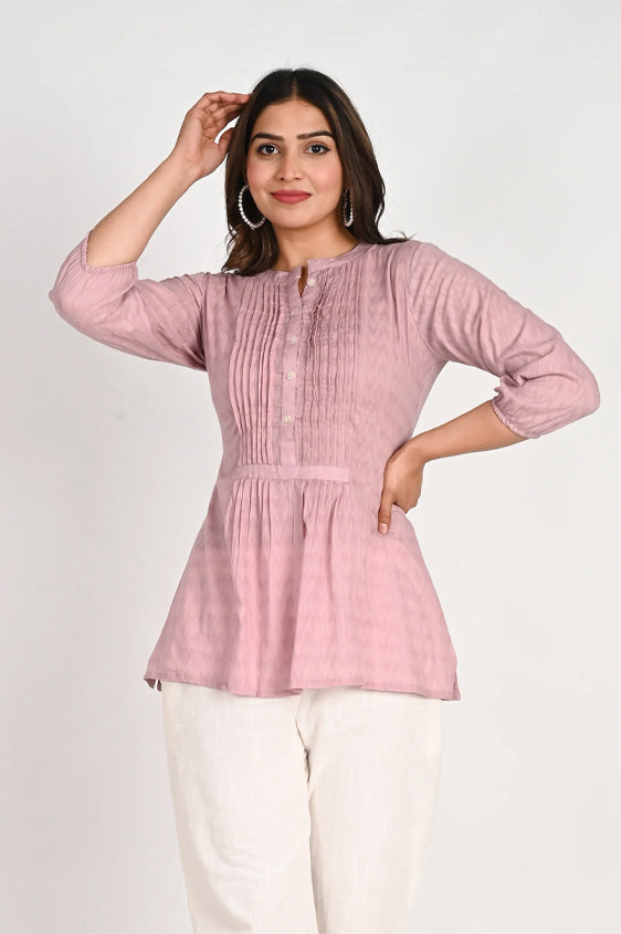 Cotton Pink Pleated Top