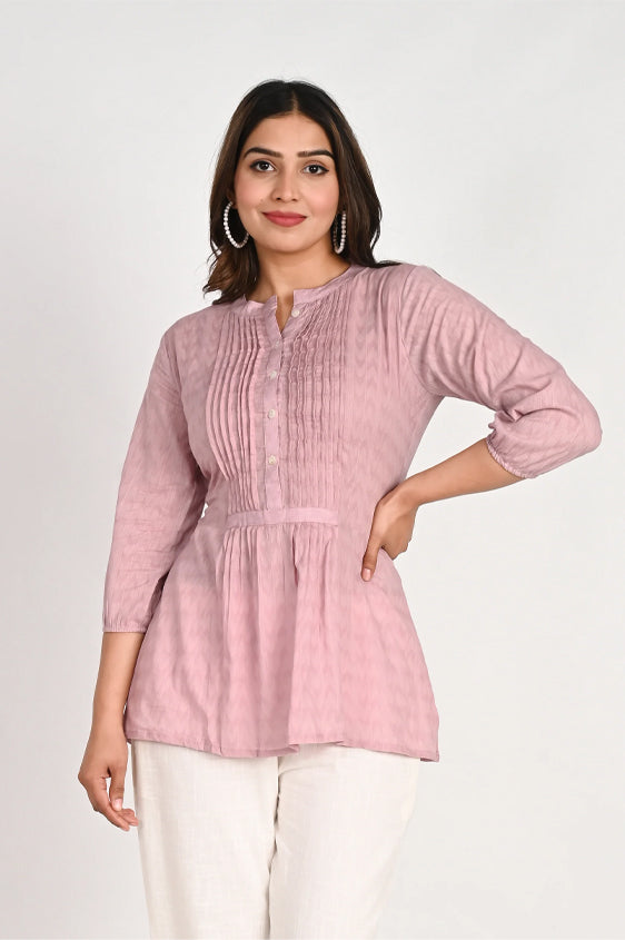 Cotton Pink Pleated Top