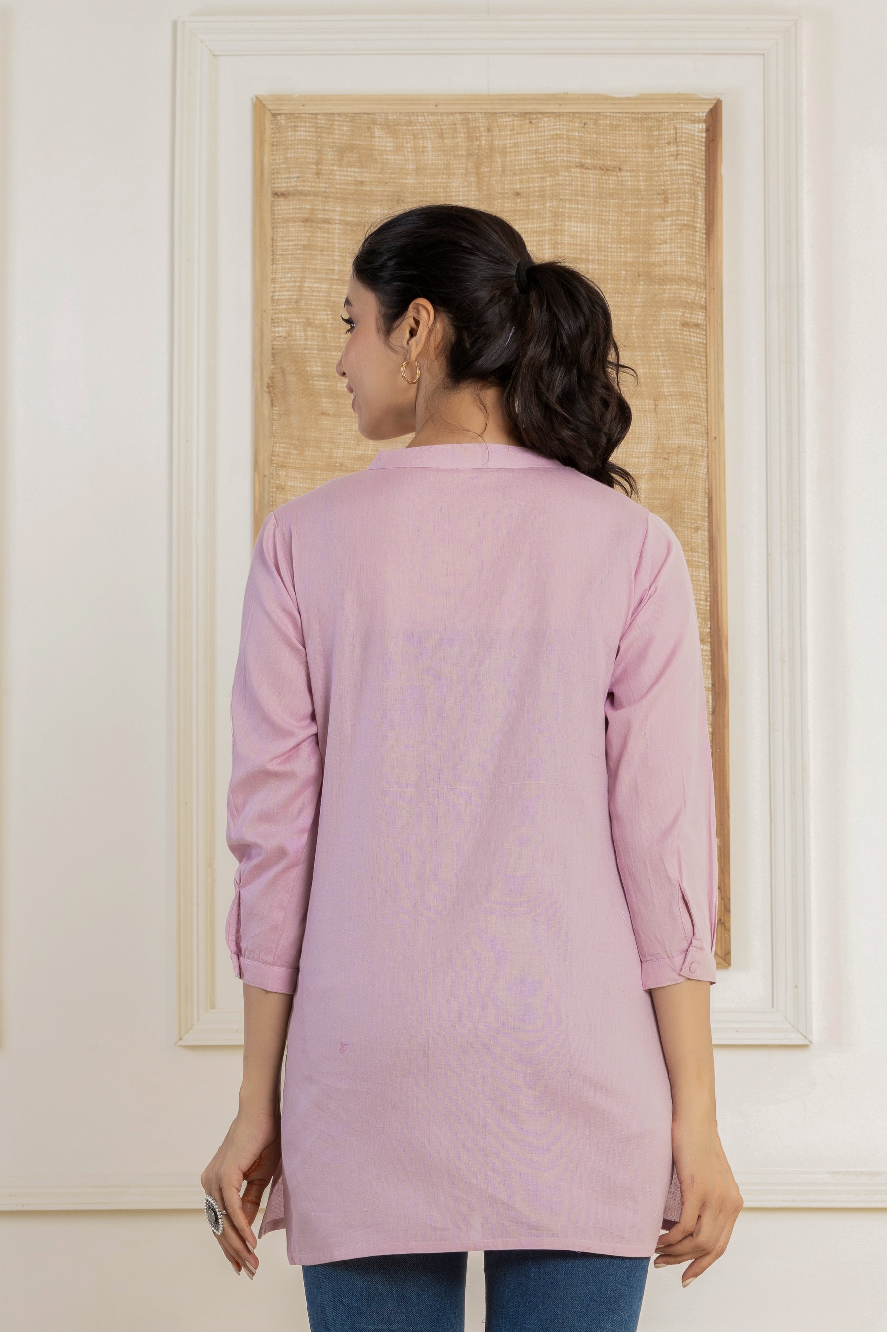 Solid purple flex top with potli buttons