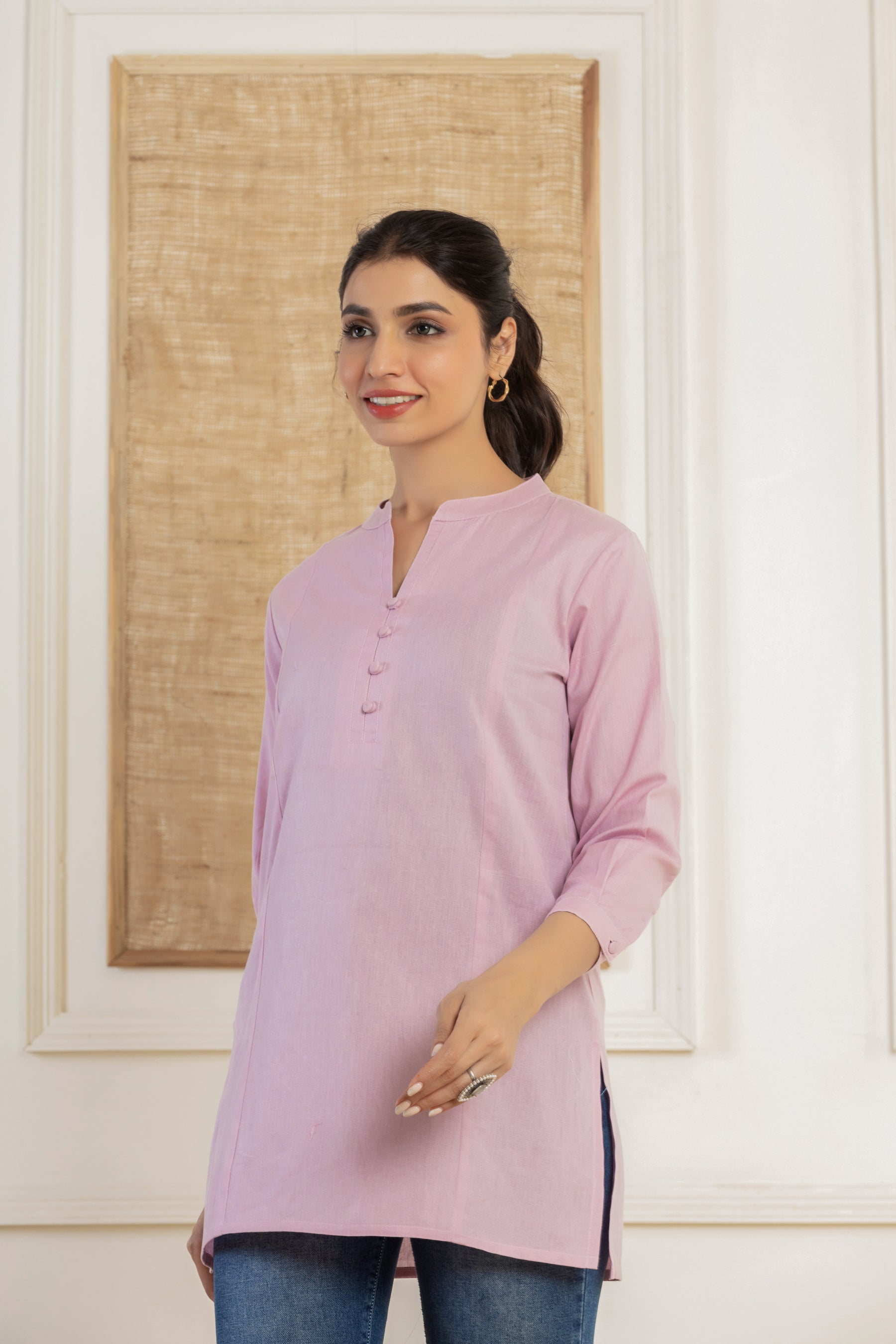Solid purple flex top with potli buttons