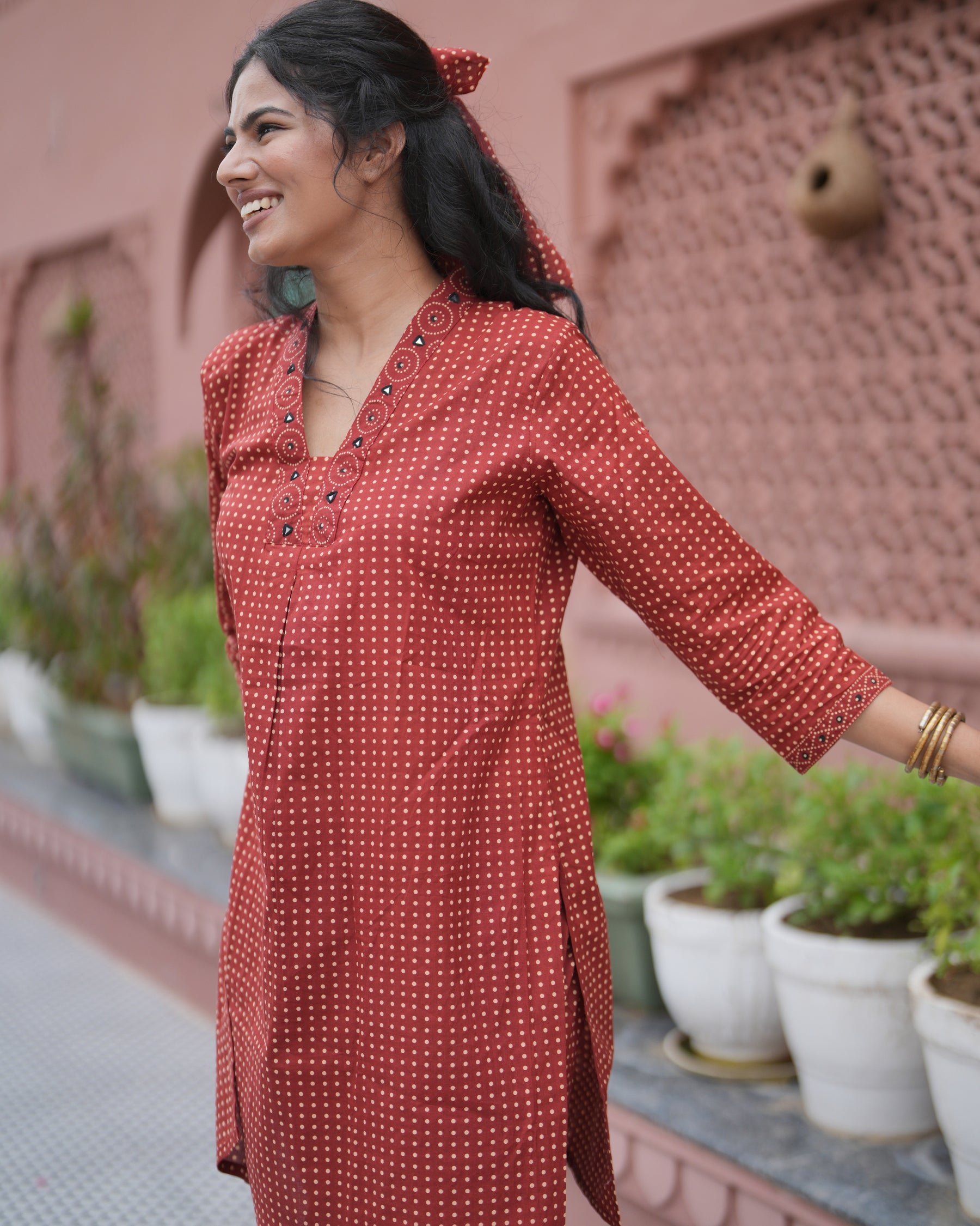 Cotton Red Polka Dot Co-Ord Set