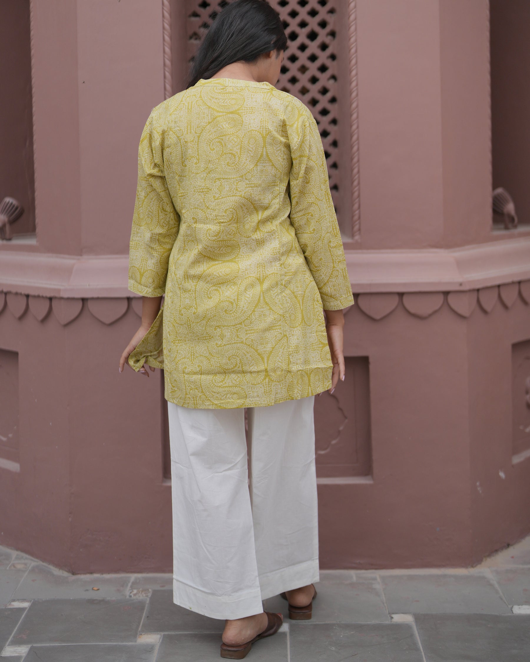 A Line Paisely Print Yellow Top