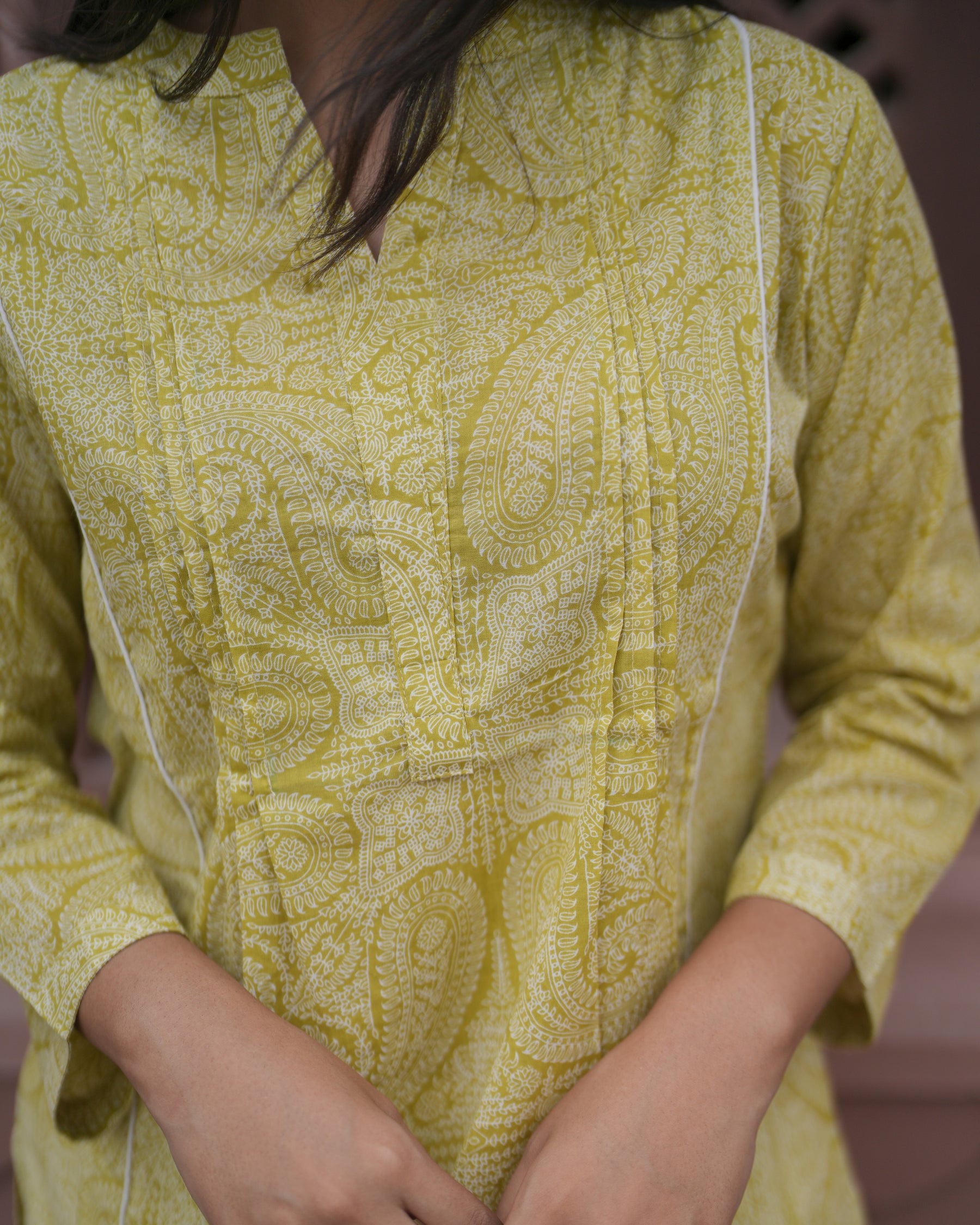 A Line Paisely Print Yellow Top