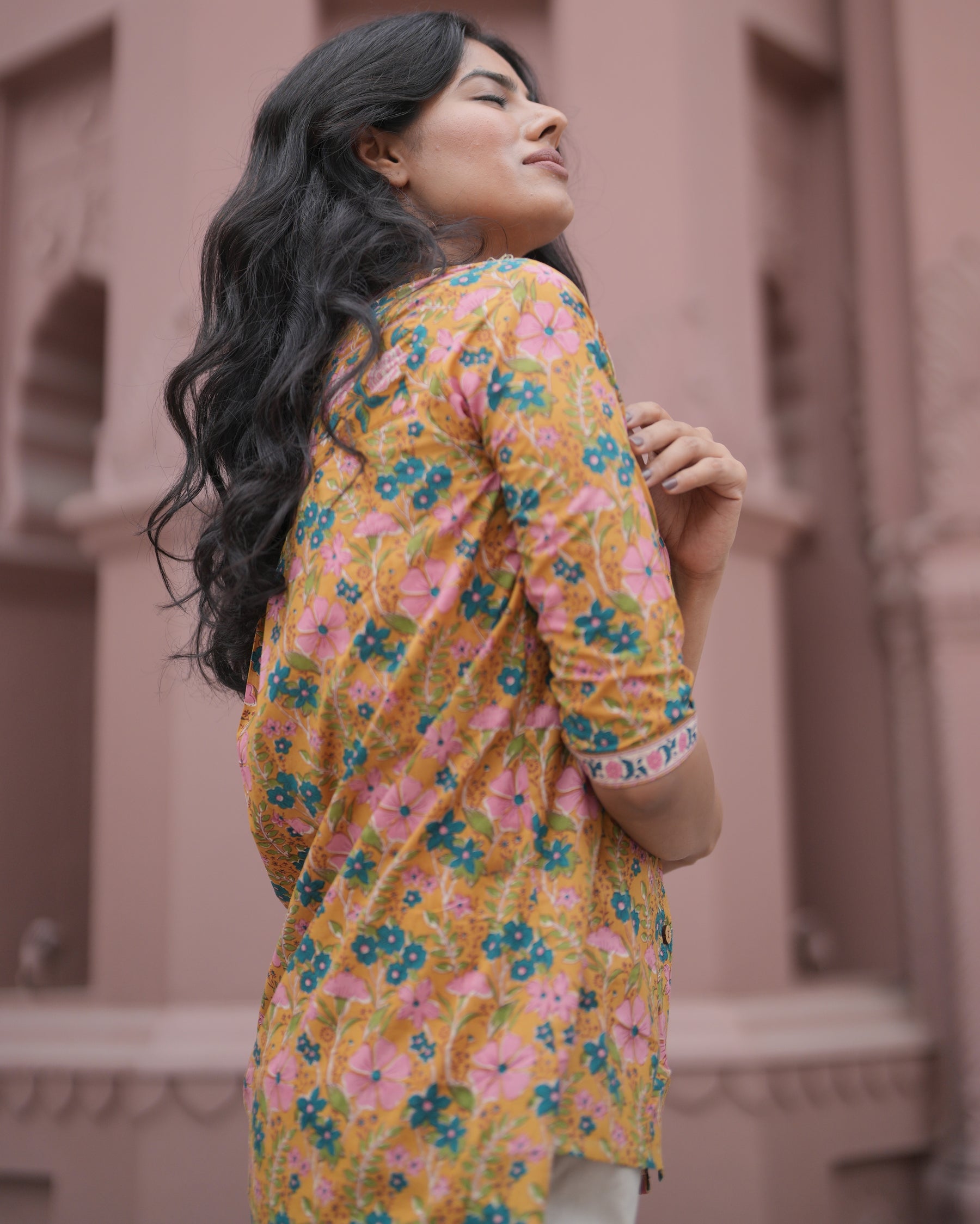 Mustard Floral Print Top