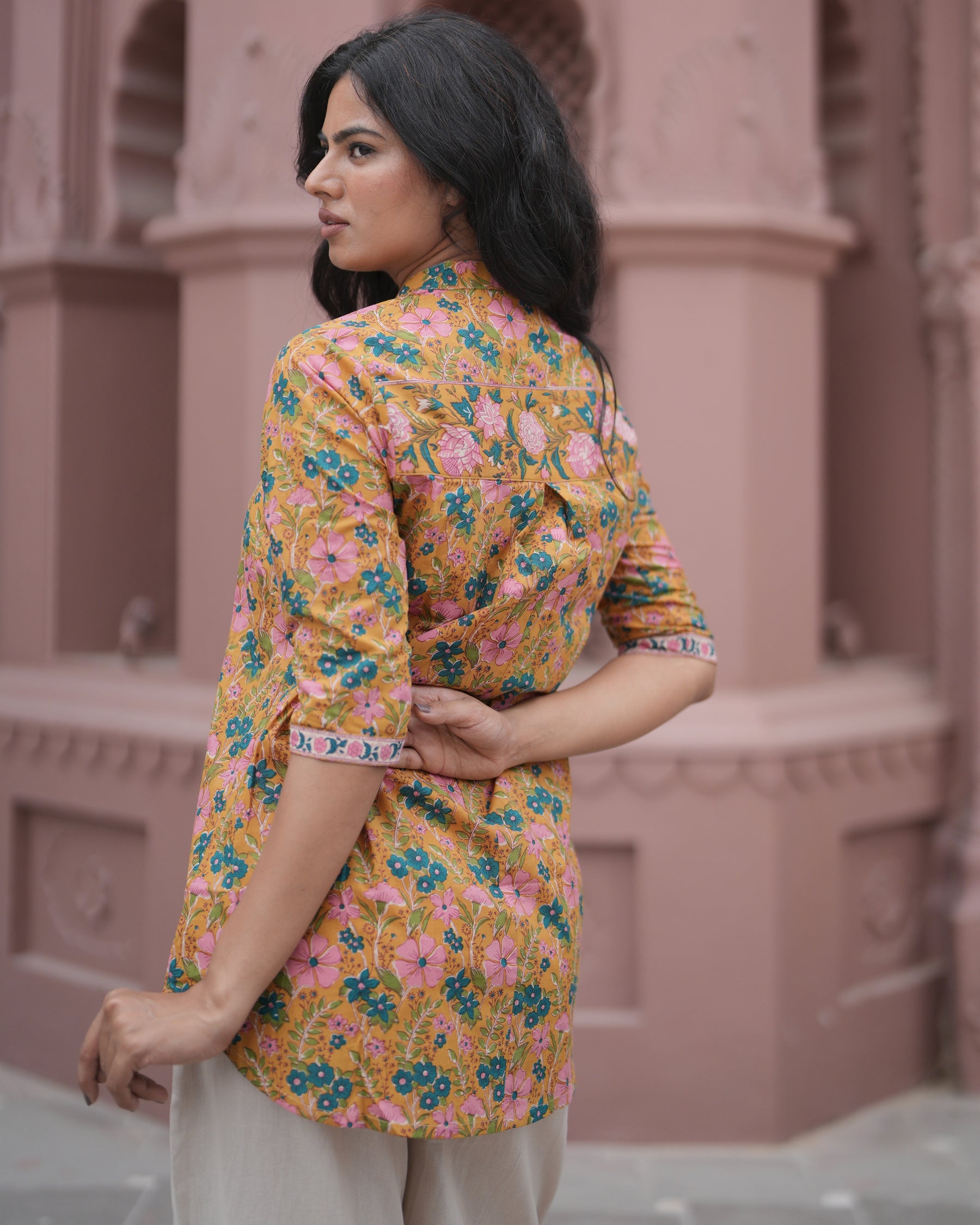 Mustard Floral Print Top