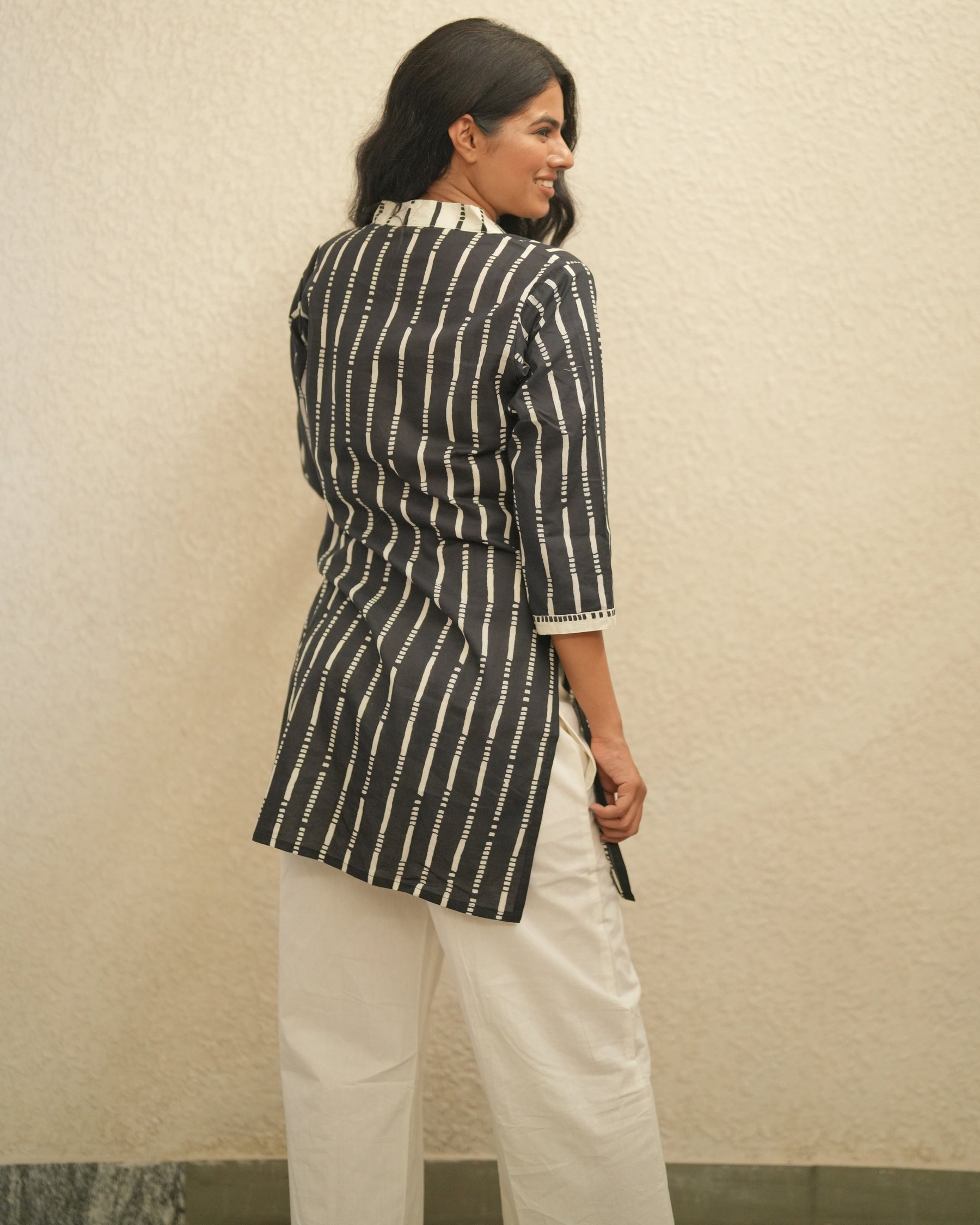 Black Striped Cotton Top