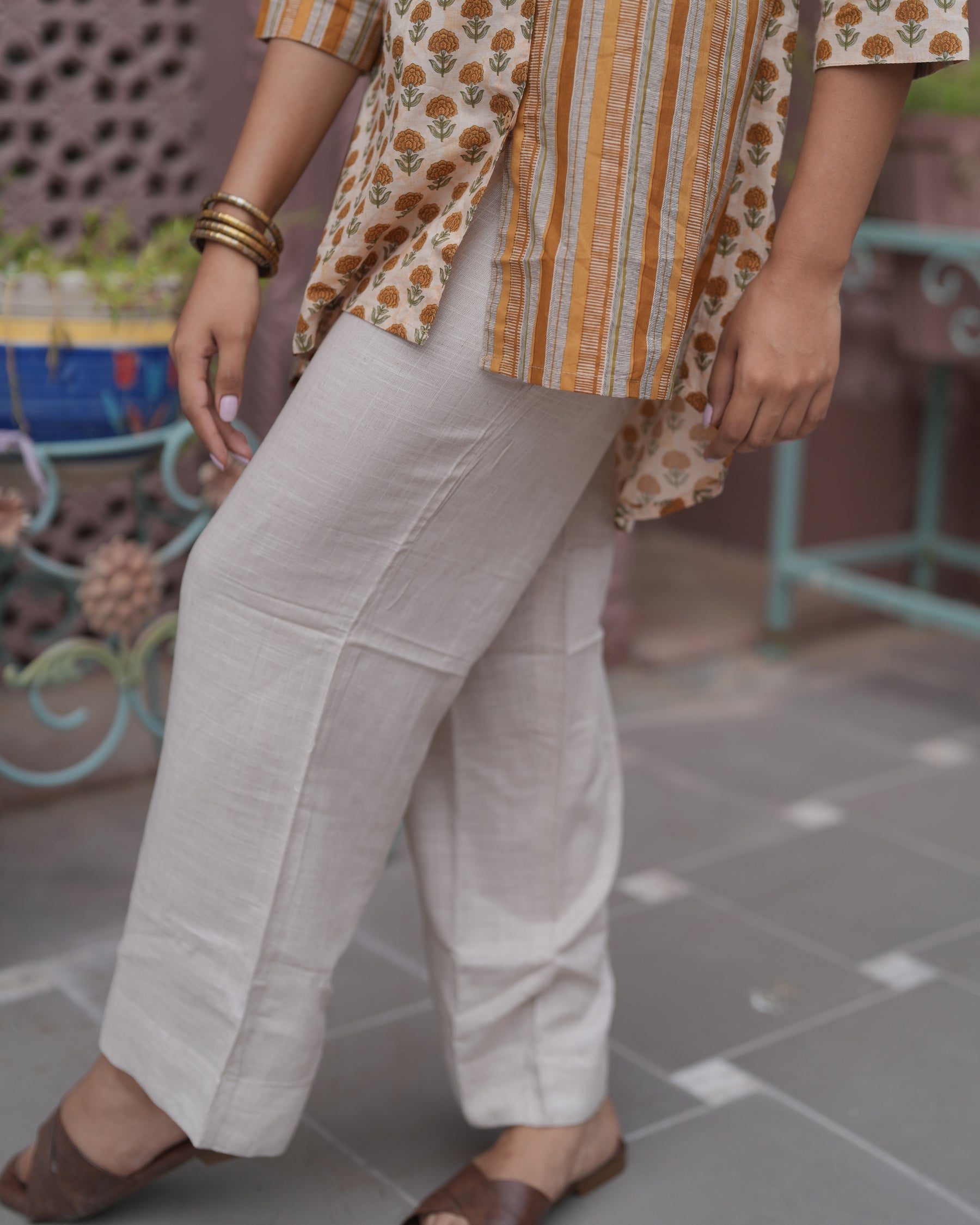 Beige Linen Pant