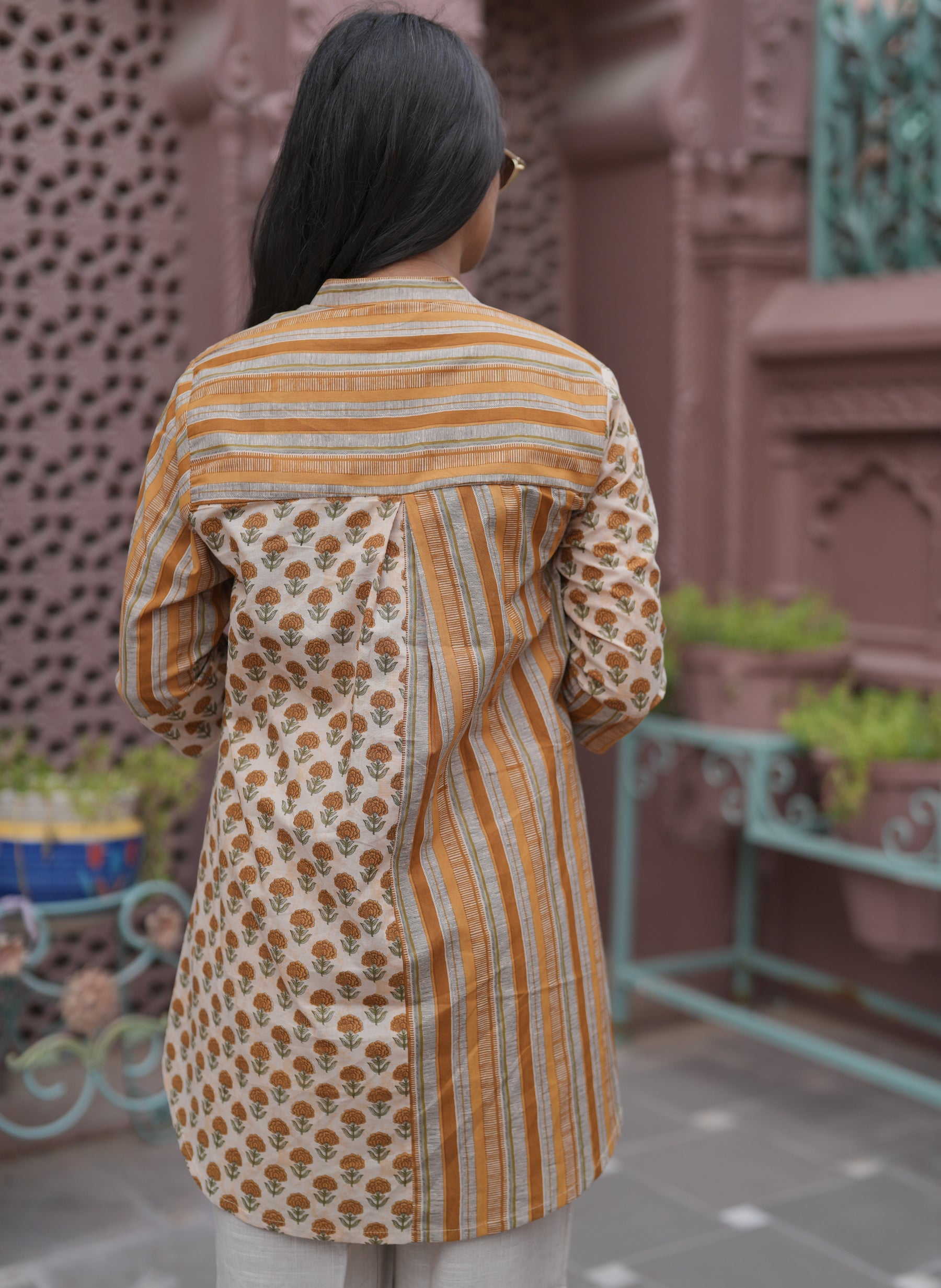 Half N Half Mustard Cotton Shirt