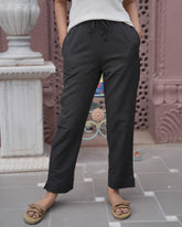 Black Cotton Flex Pant