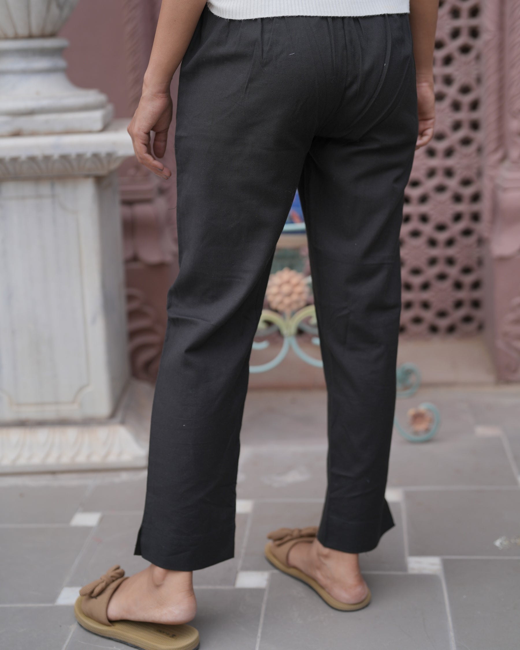 Black Cotton Flex Pant