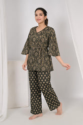 Wrap Around Green Cotton Night Suit