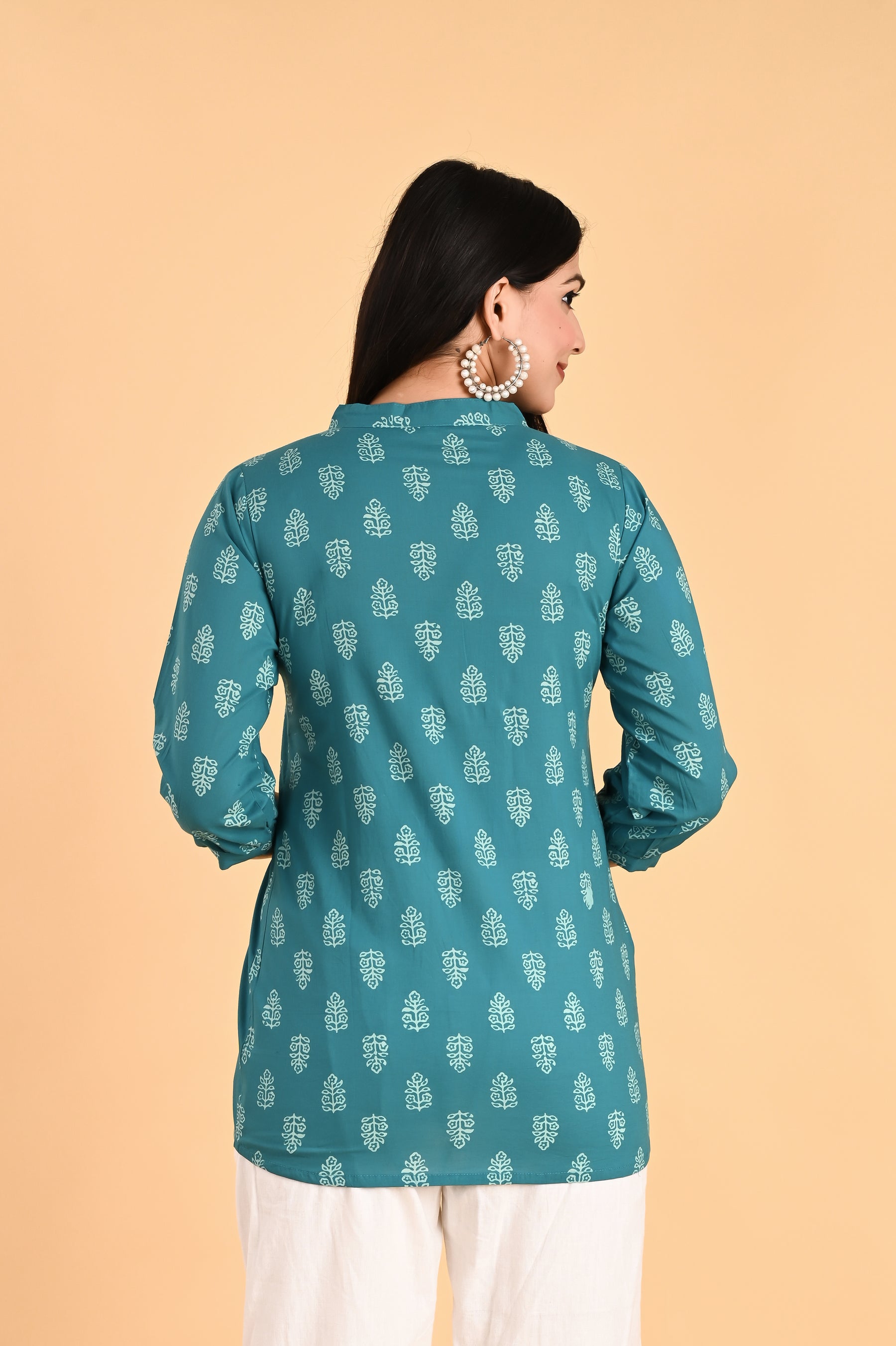 Green Cotton Block Printed Top