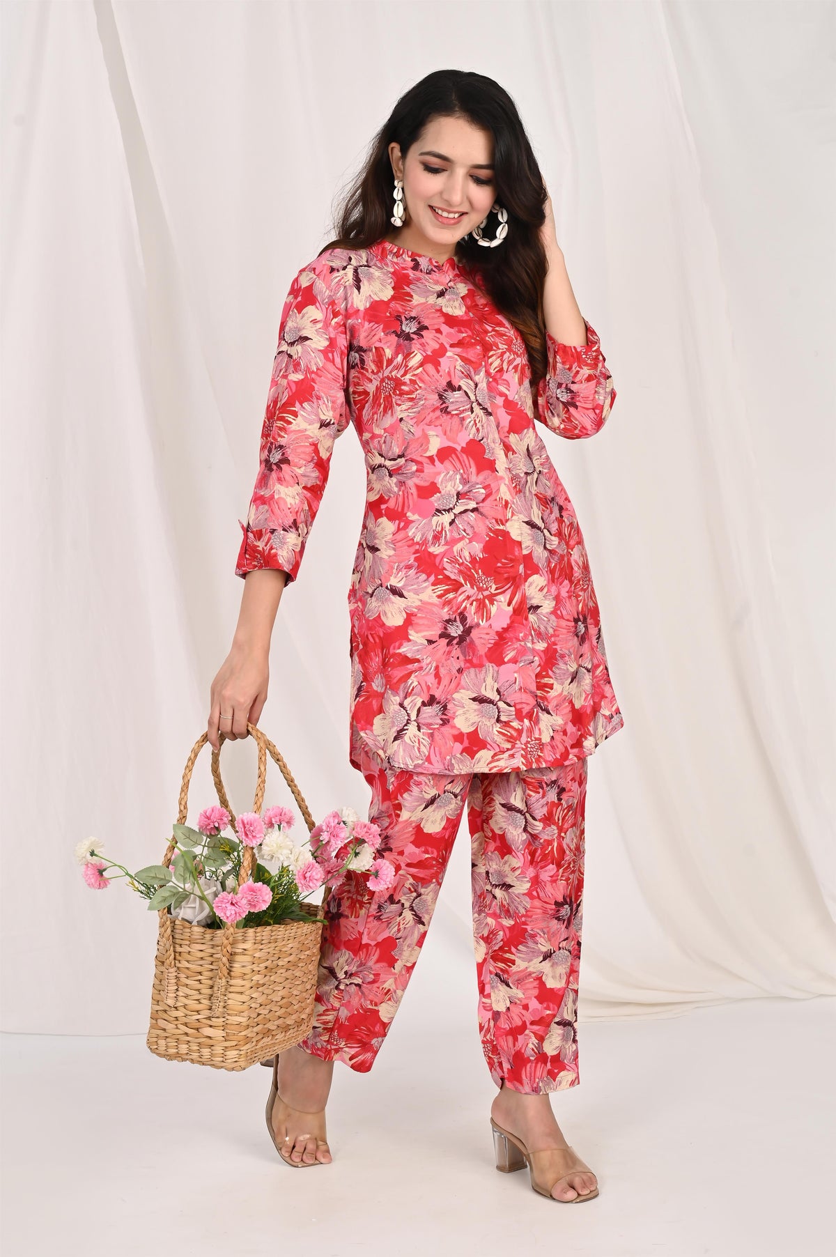 Red Floral Printed Co-ord Set