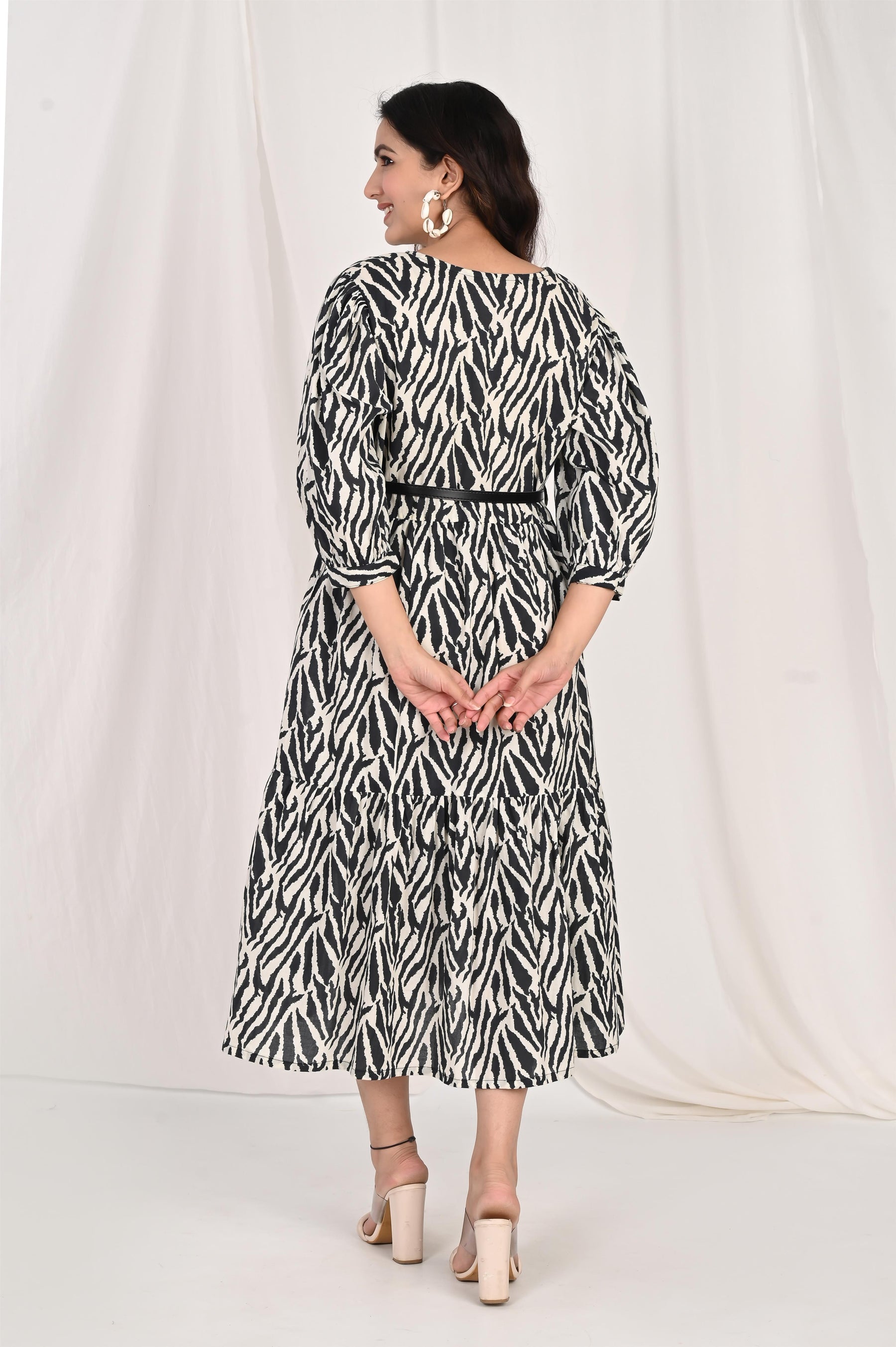 Zebra Printed Black Dress