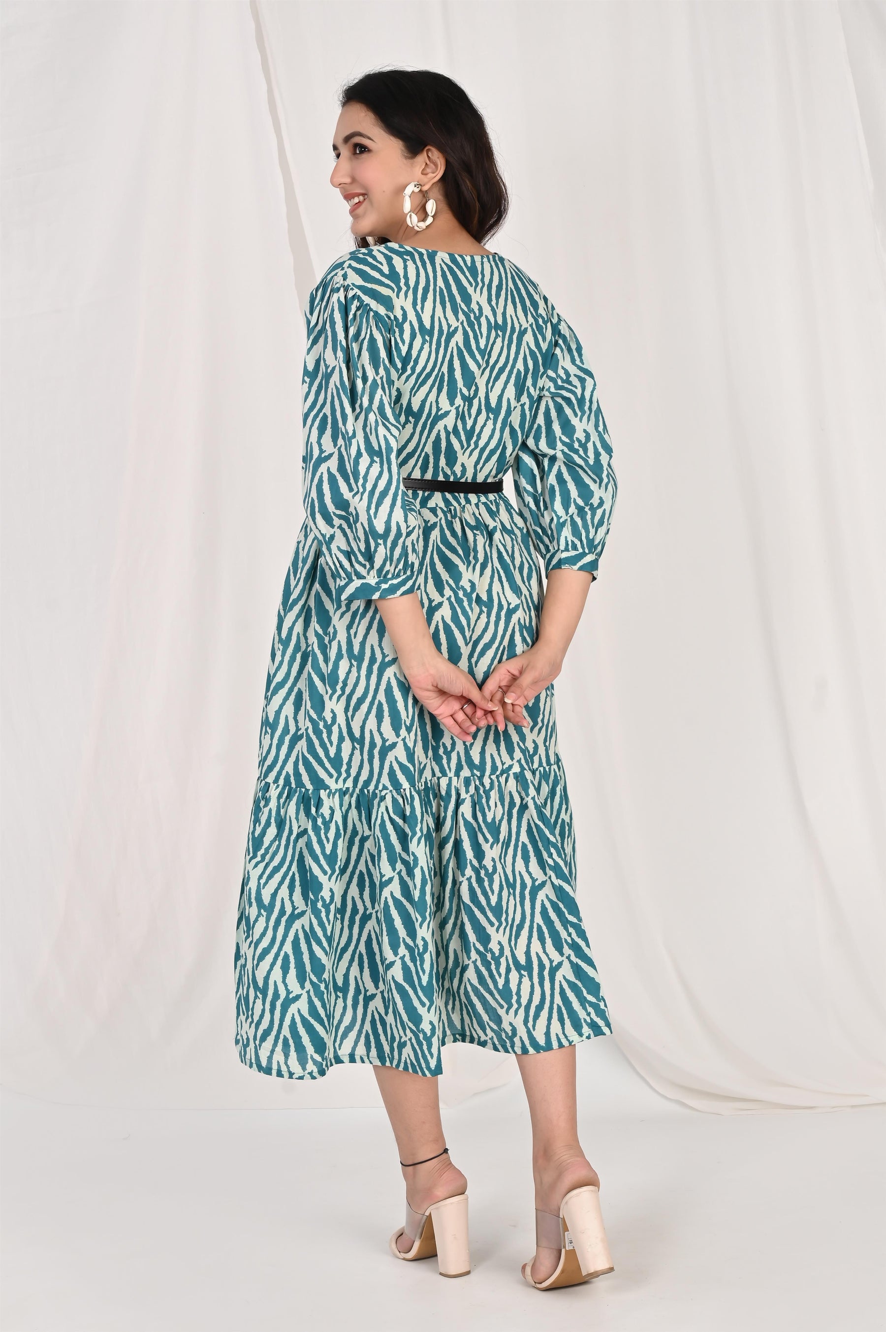 Zebra Printed Blue Dress