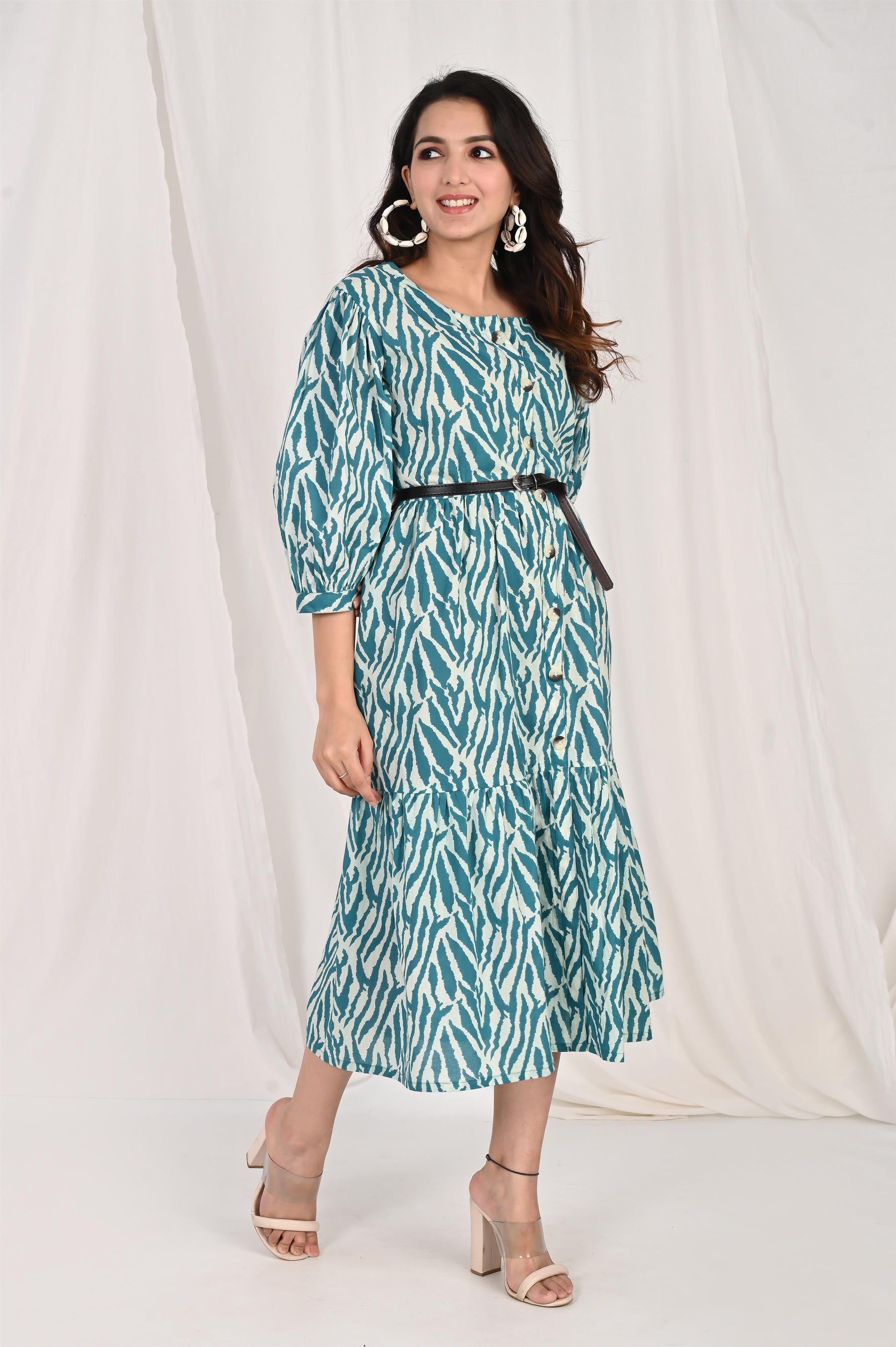 Zebra Printed Blue Dress