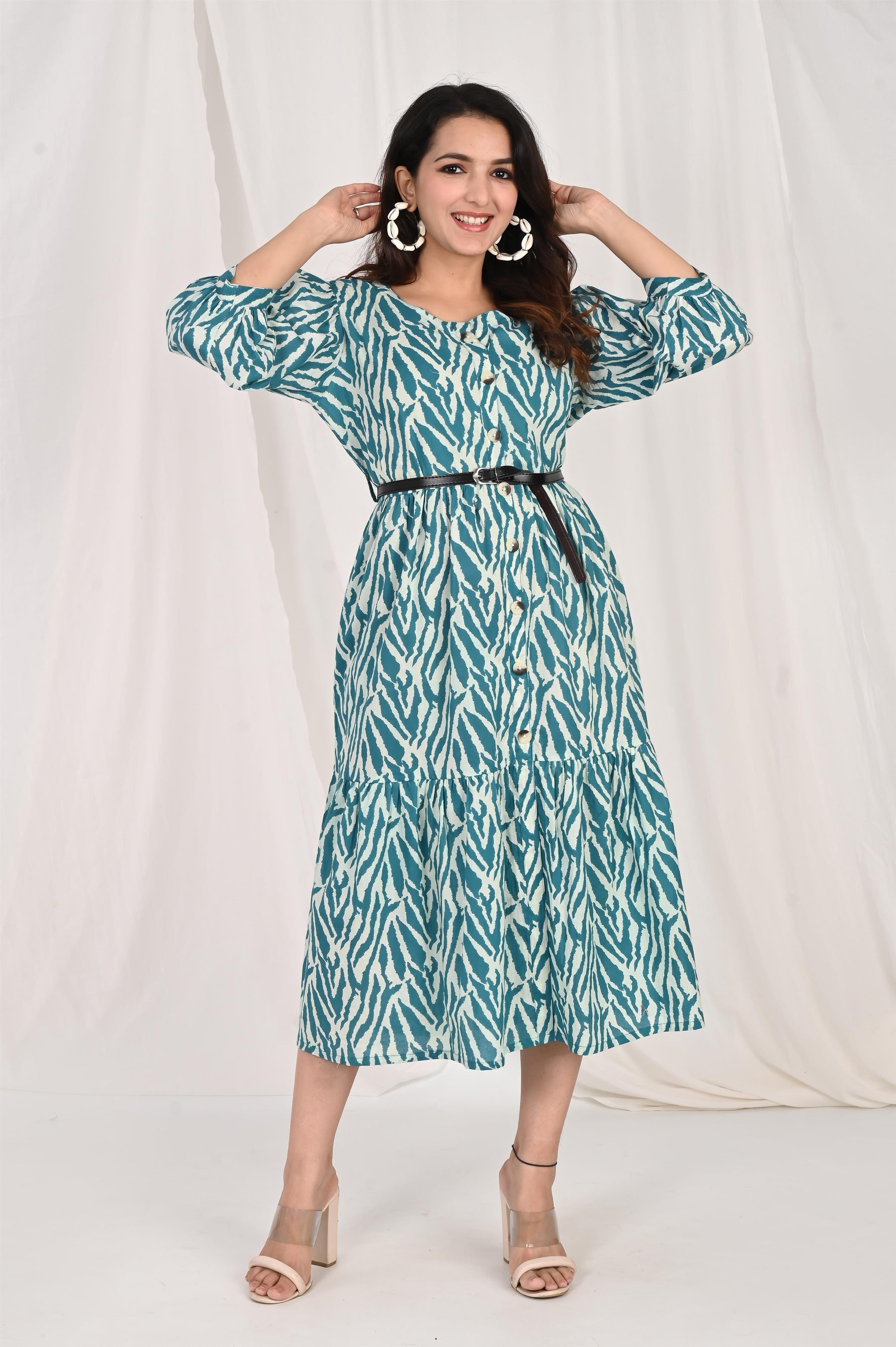 Zebra Printed Blue Dress