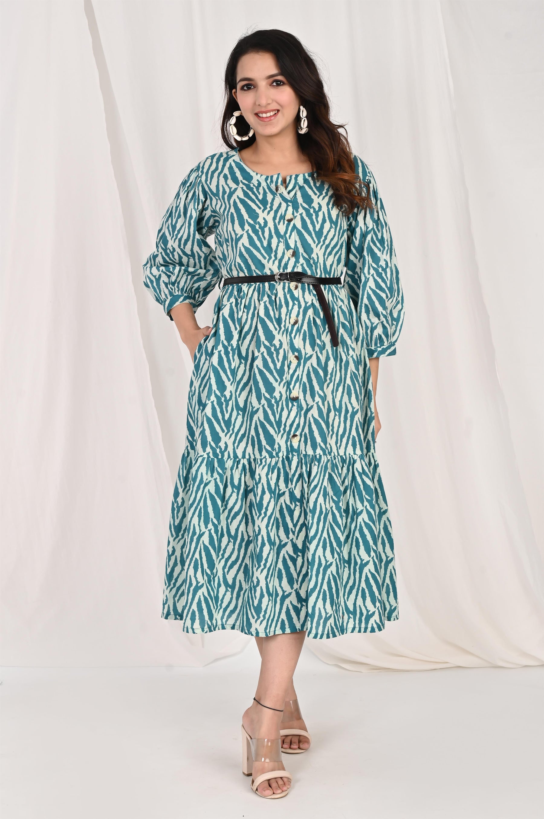 Zebra Printed Blue Dress