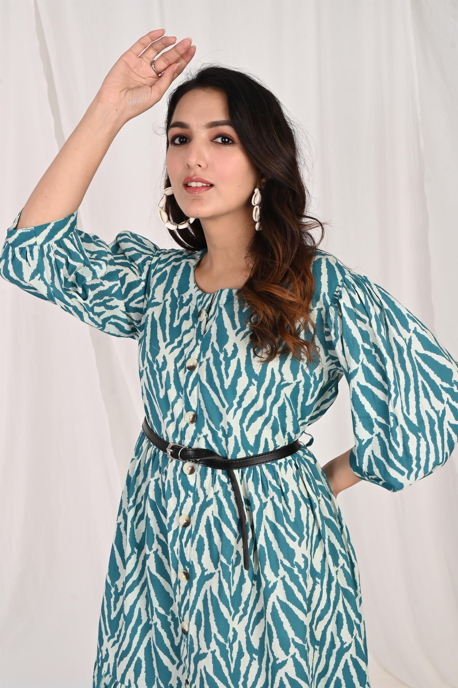 Zebra Printed Blue Dress