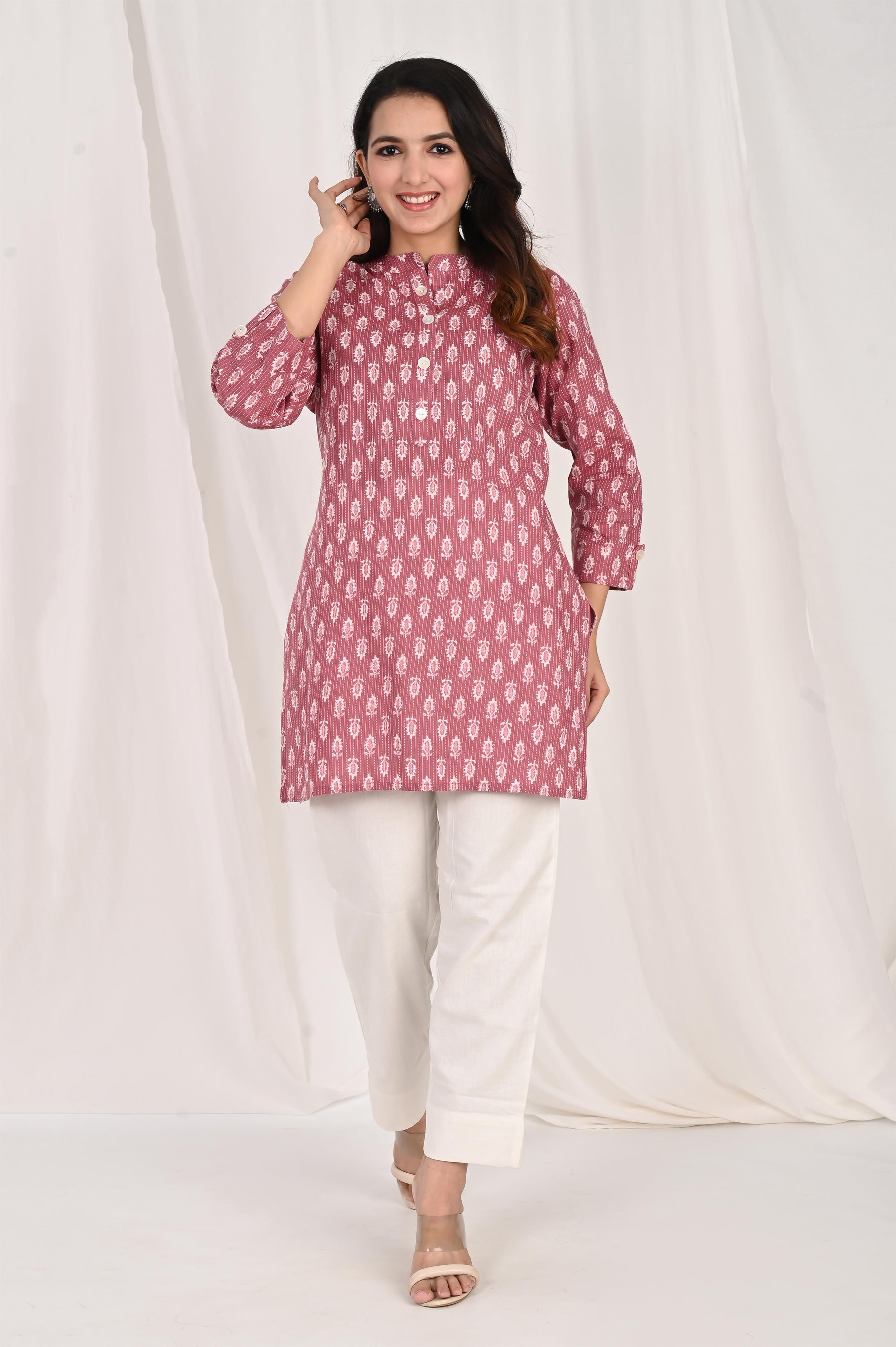 Red Cotton Short Kurti