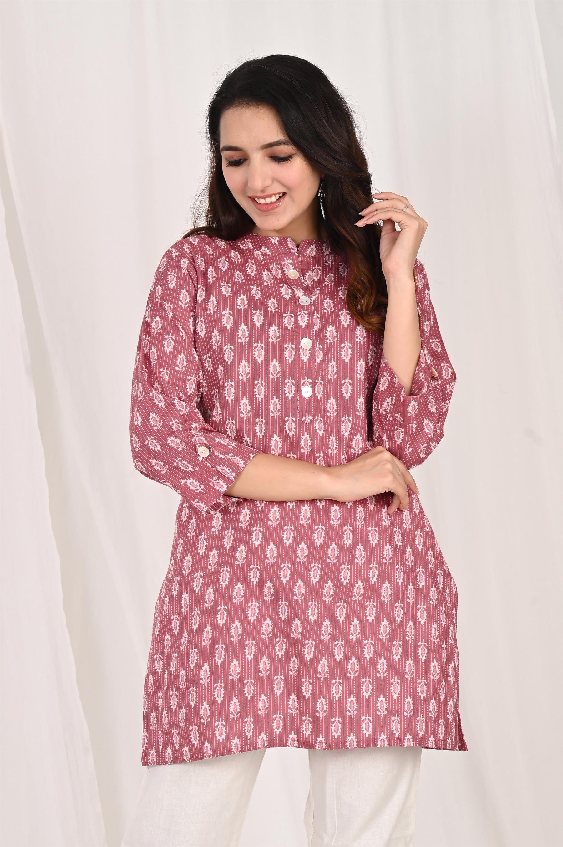 Red Cotton Short Kurti