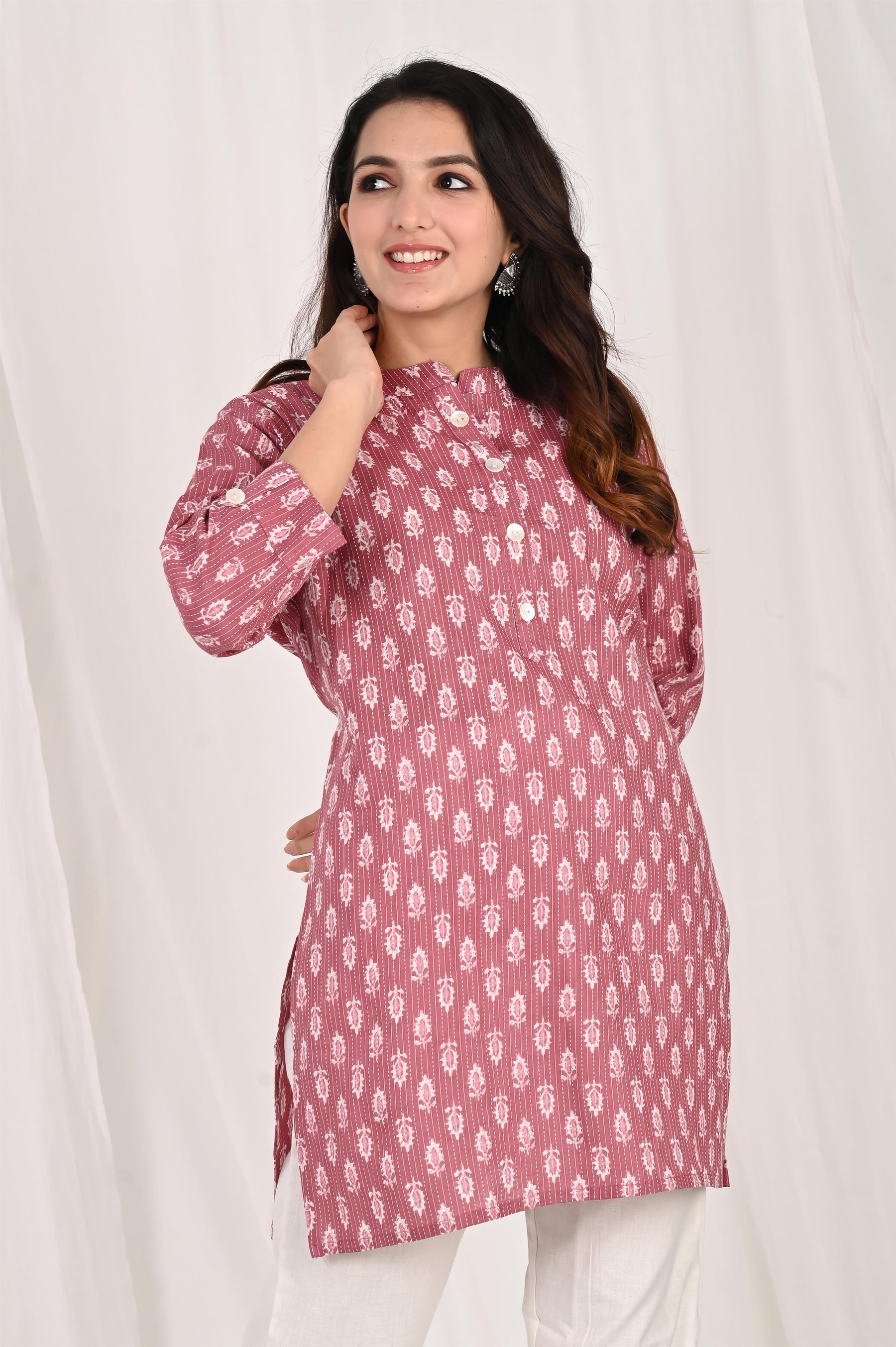 Red Cotton Short Kurti