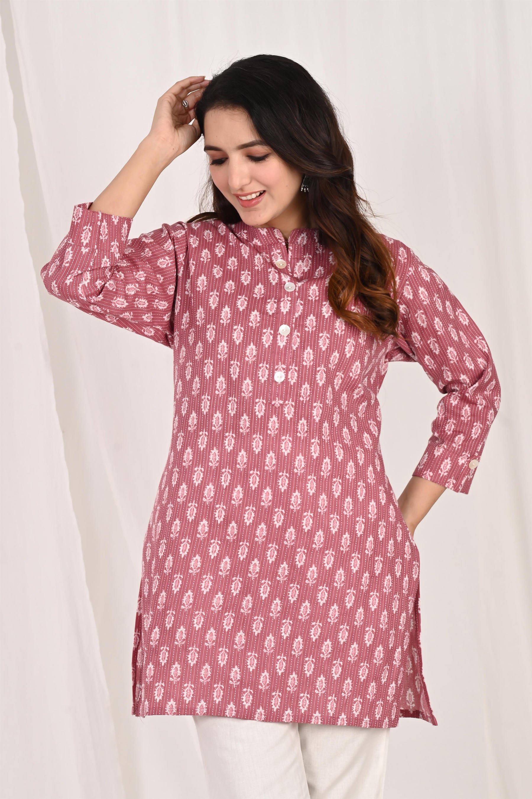 Red Cotton Short Kurti