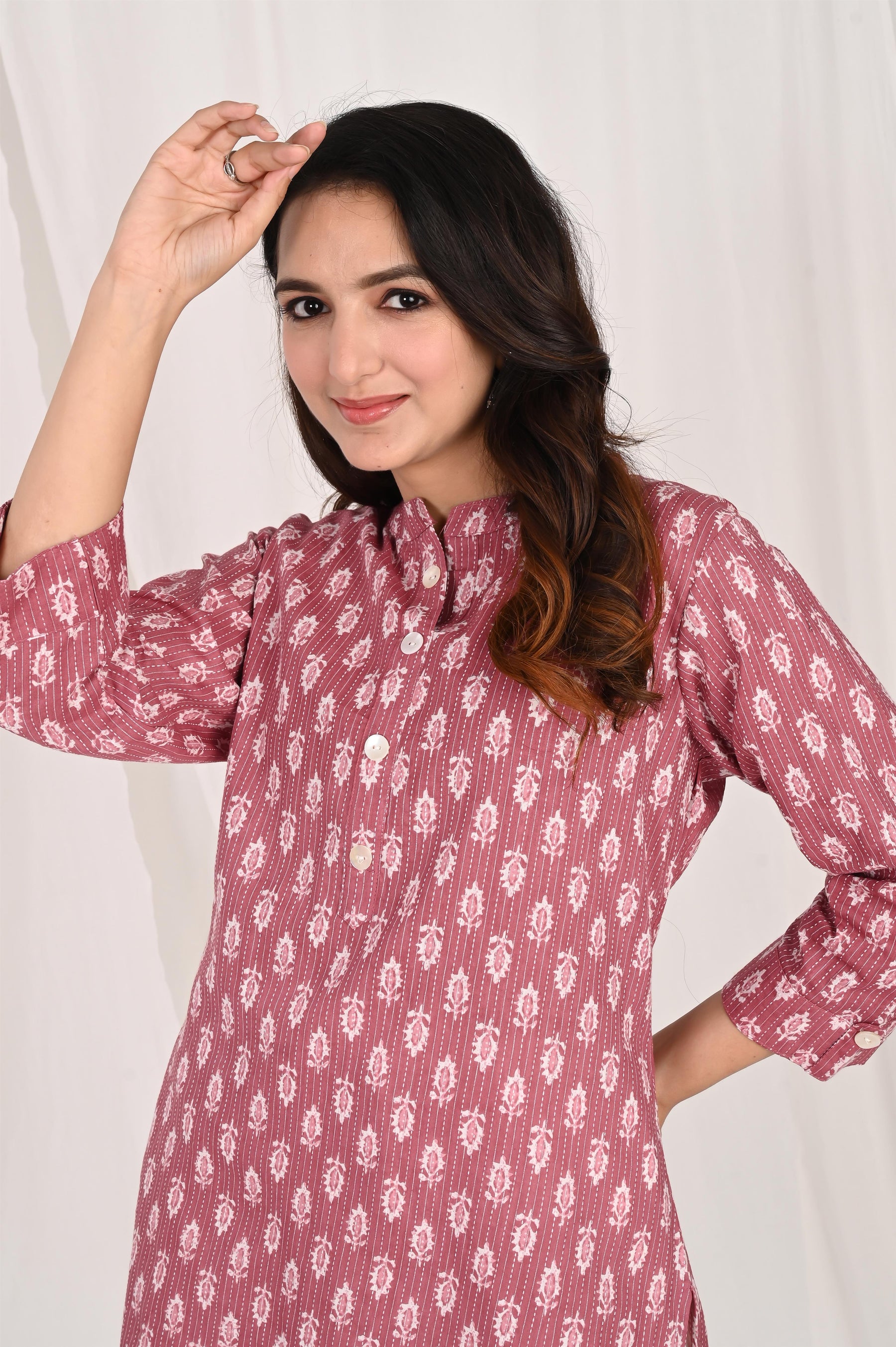 Red Cotton Short Kurti