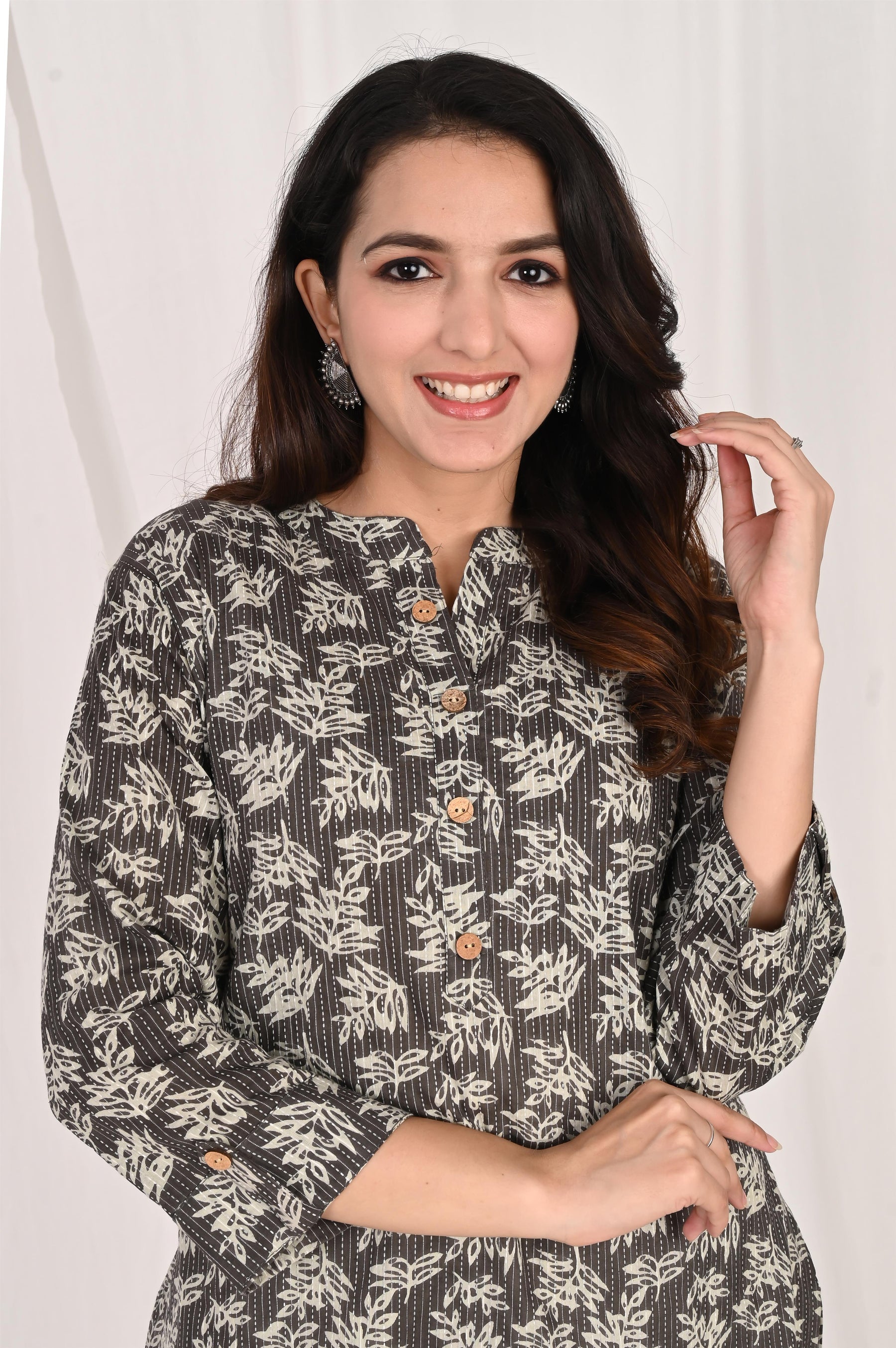 Grey Cotton Short Kurti