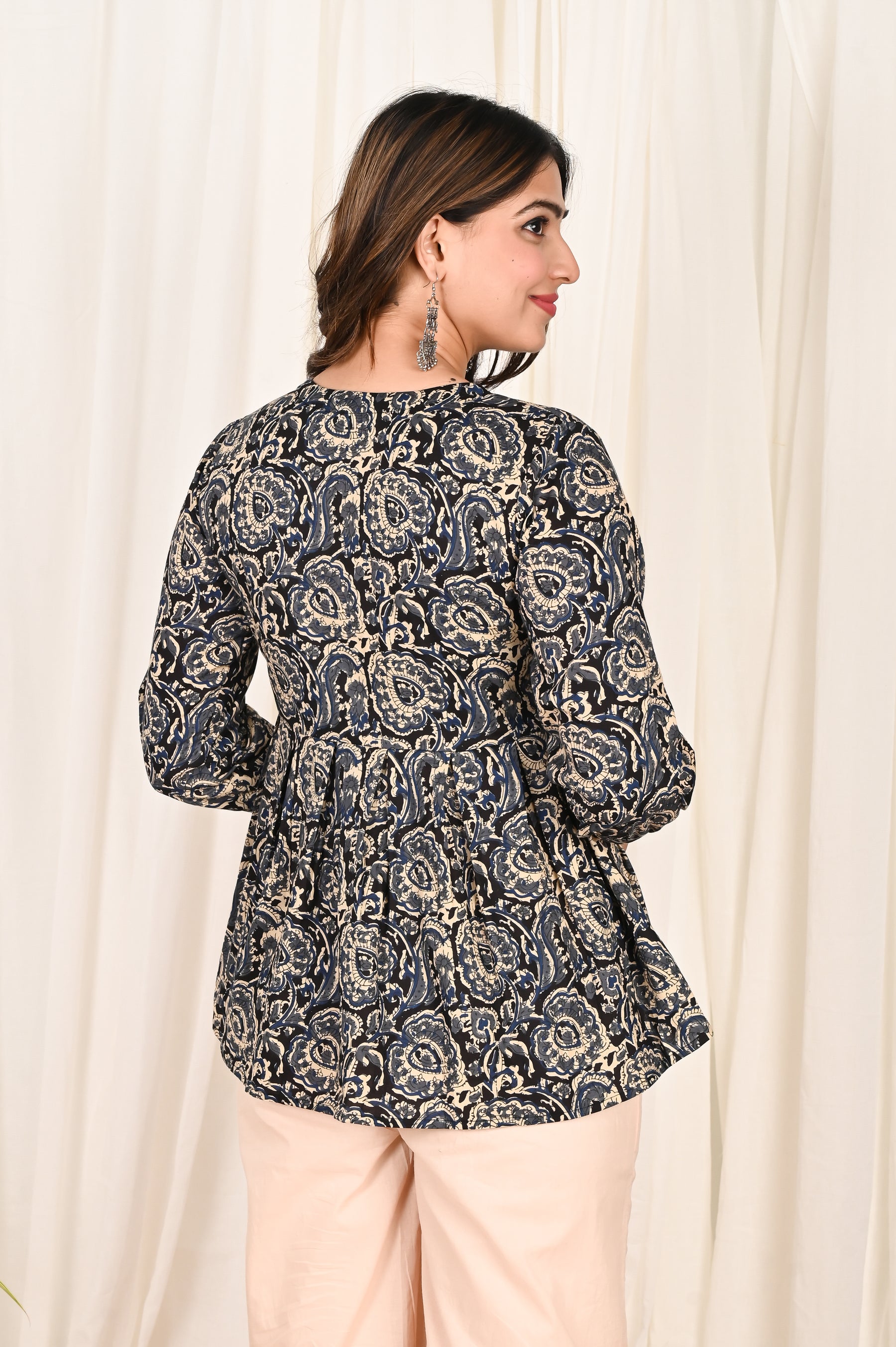 Floral Navy Blue Peplum top