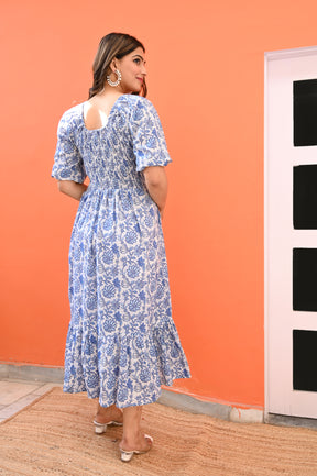 Blue cotton tier dress