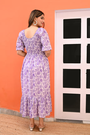 Purple cotton tier dress