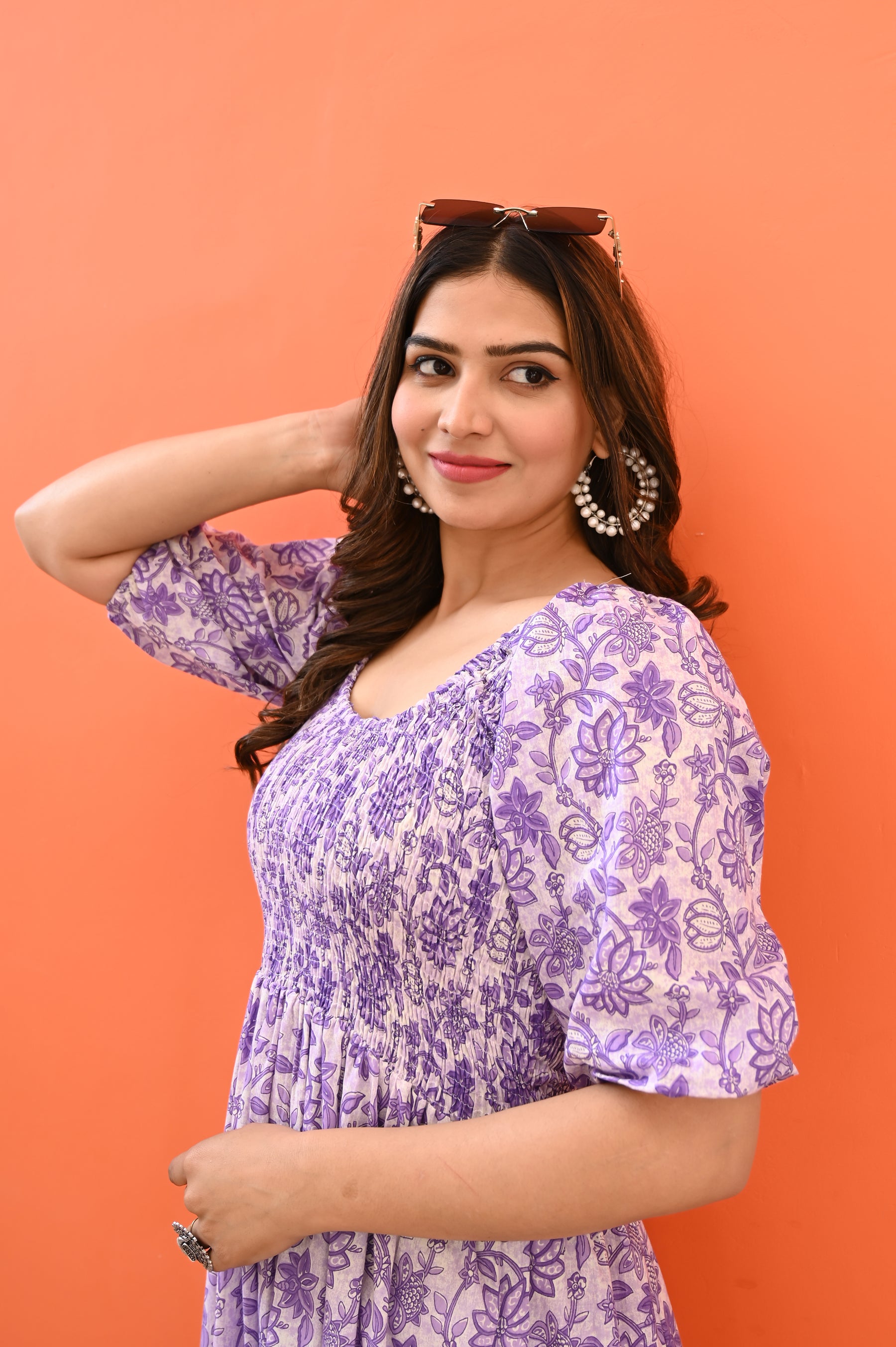 Purple cotton tier dress