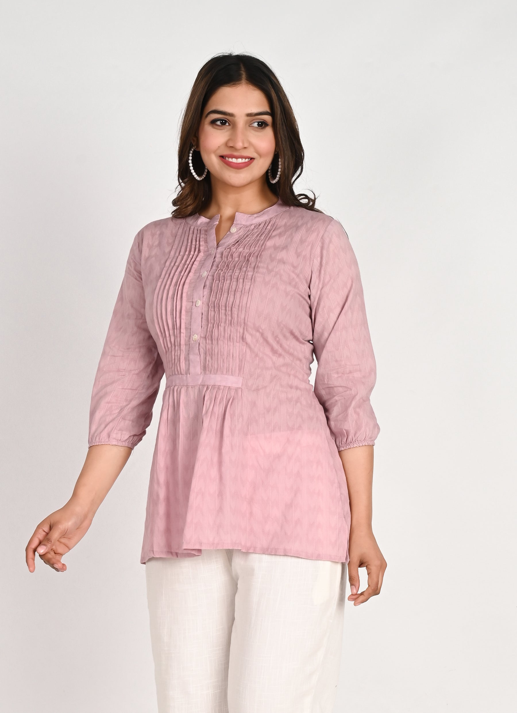 Cotton Pink Pleated Top