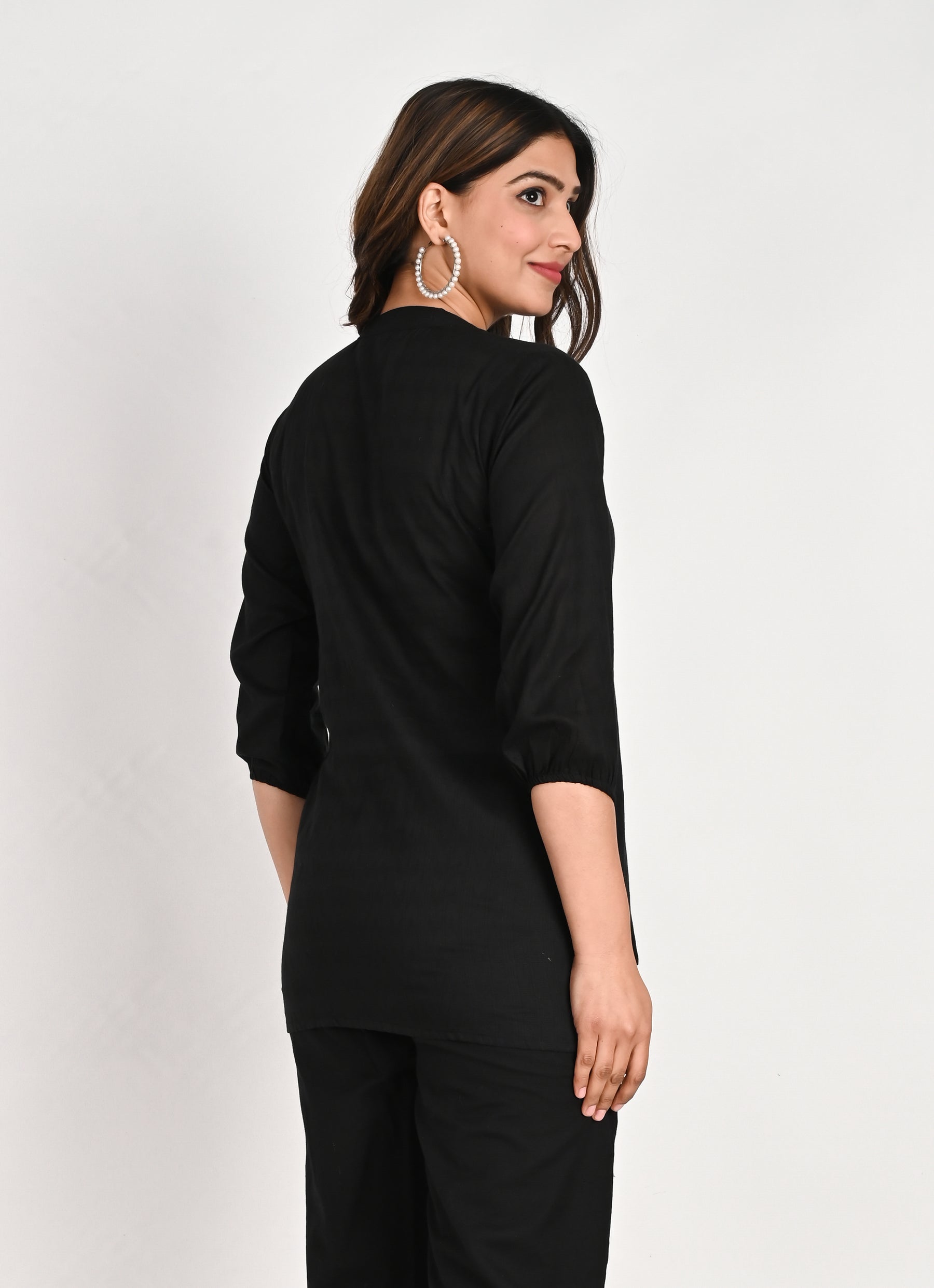 Cotton Black Pleated Top