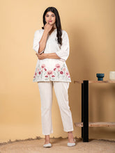 White Embroidered Cotton Flex Co-ord Set