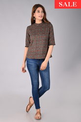 Ajrakh Printed High Neck Top