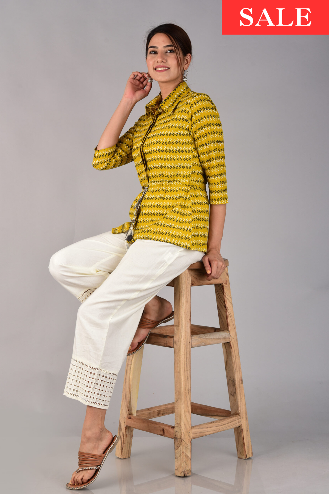 Tie Up Shirt Top With Tassels