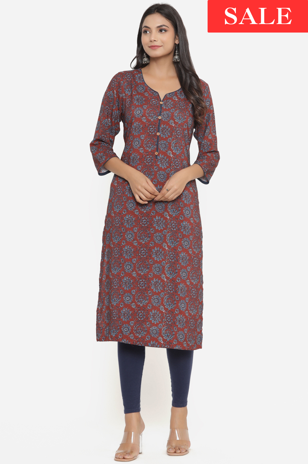 Maroon Ethnic Motifs Printed Kurta