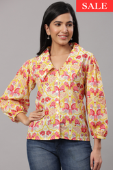 Yellow Victorian Collar Shirt Top