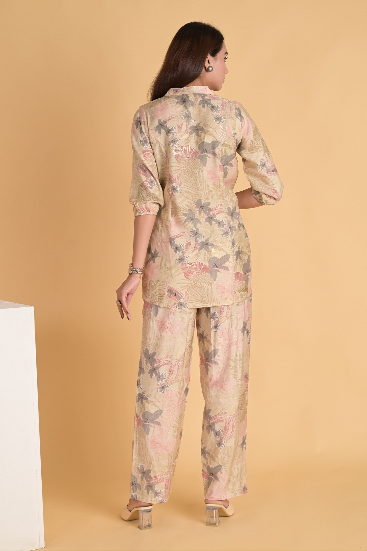 Tie-up Pink and Beige co-ord set