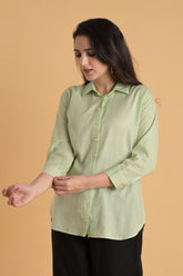 Linen Blend Green Shirt