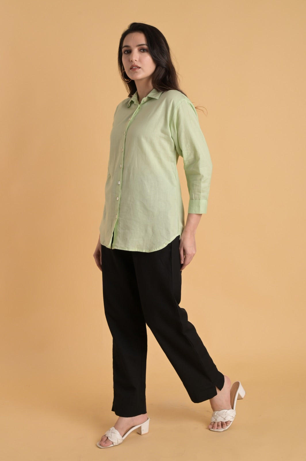 Linen Blend Green Shirt