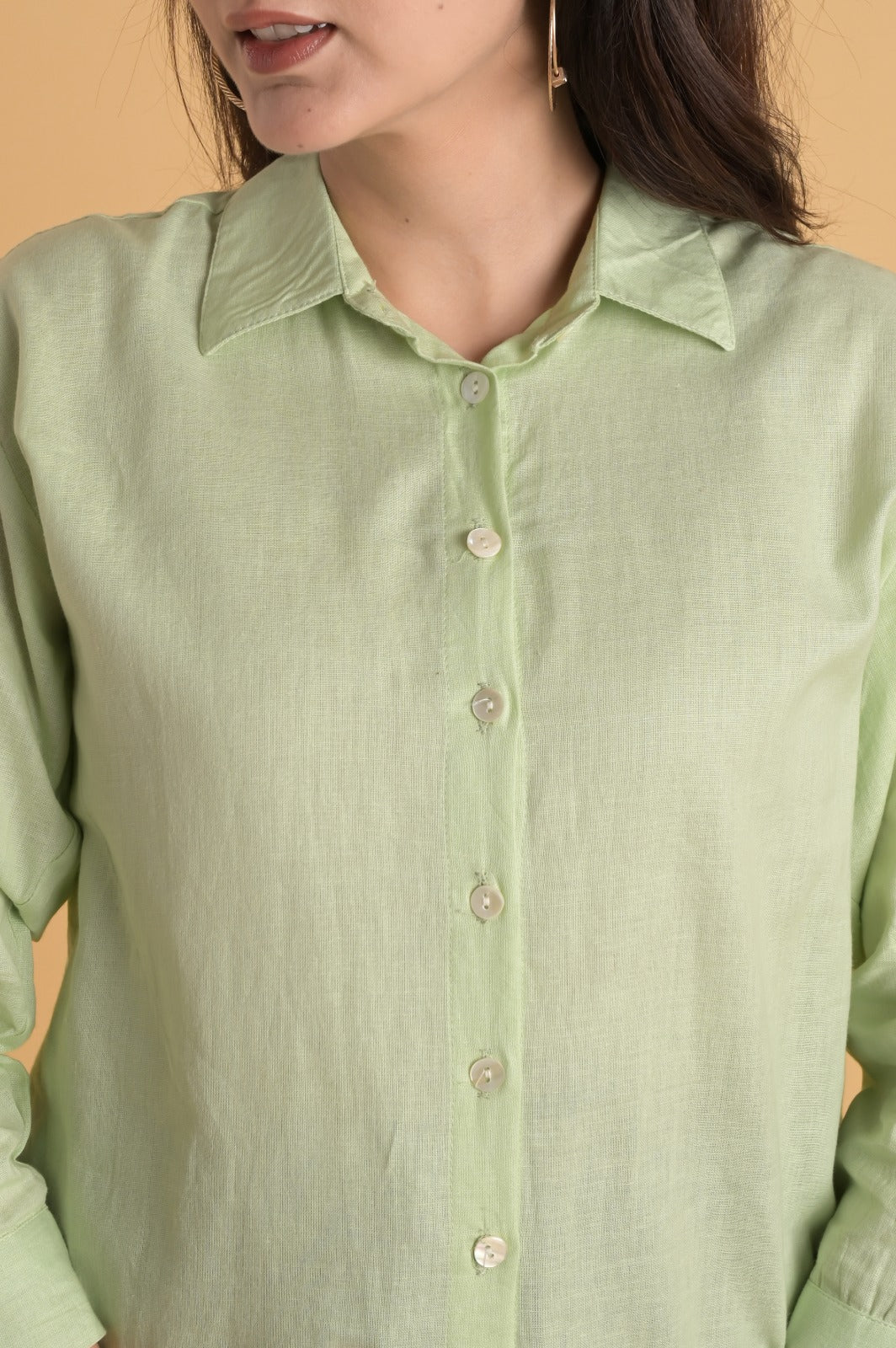 Linen Blend Green Shirt